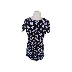 Victoria's Secret Pink Butterfly Adjustable Ruched Side Dress Black Purple S NWT